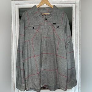 RVCA Men's Gray Shirt Jacket with Red Accents